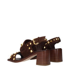 Braune Leder-Riemchensandalen