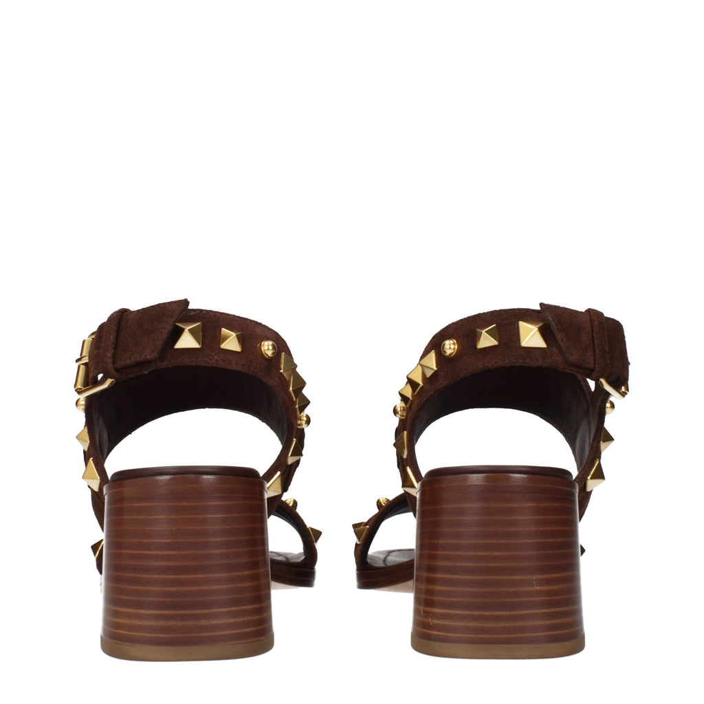 Braune Leder-Riemchensandalen