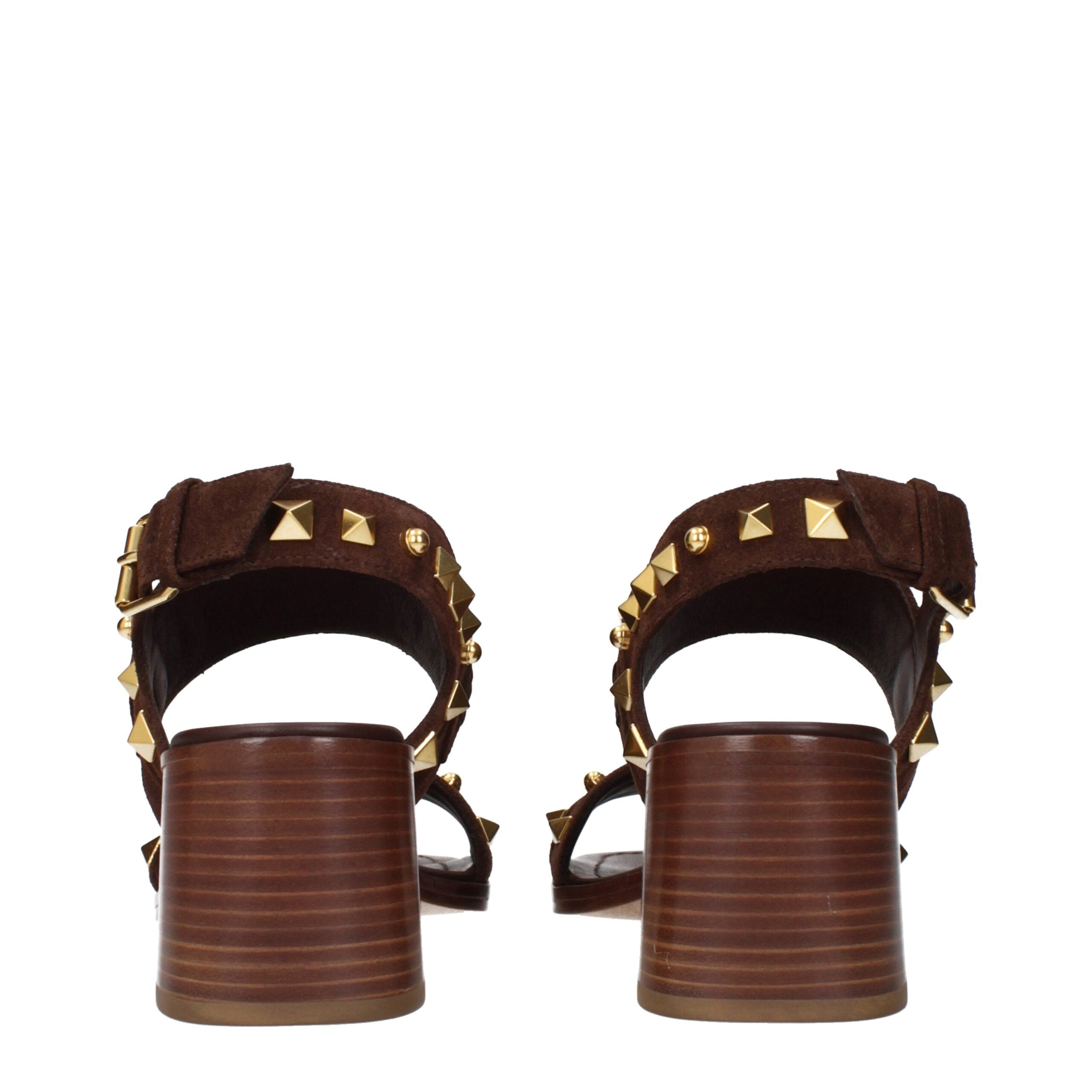 Braune Leder-Riemchensandalen