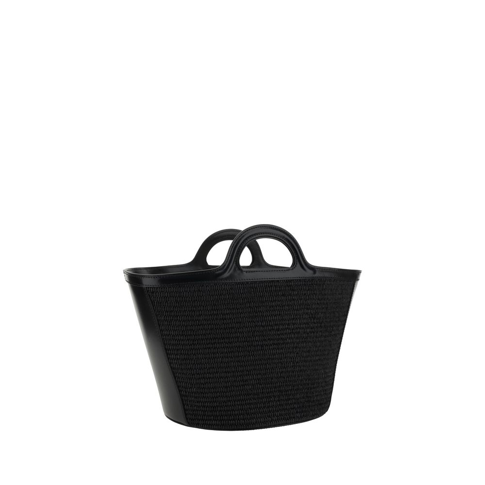 Schultertasche aus schwarzer Baumwolle