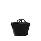 Schultertasche aus schwarzer Baumwolle