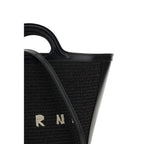 Schultertasche aus schwarzer Baumwolle