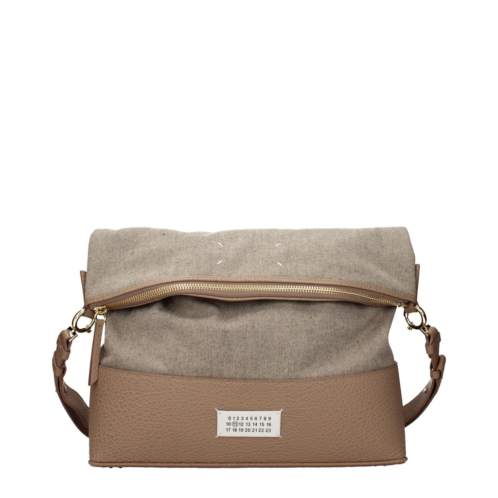 Borsa a Spalla in Tessuto Beige