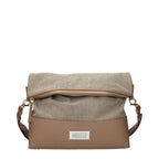 Borsa a Spalla in Tessuto Beige