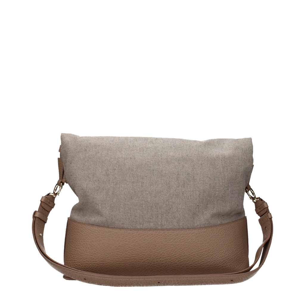 Borsa a Spalla in Tessuto Beige