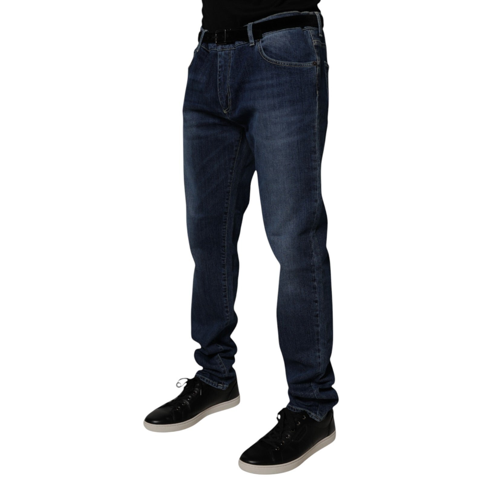 Blue Washed Cotton Stretch Skinny Denim Jeans