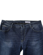 Blue Washed Cotton Stretch Skinny Denim Jeans
