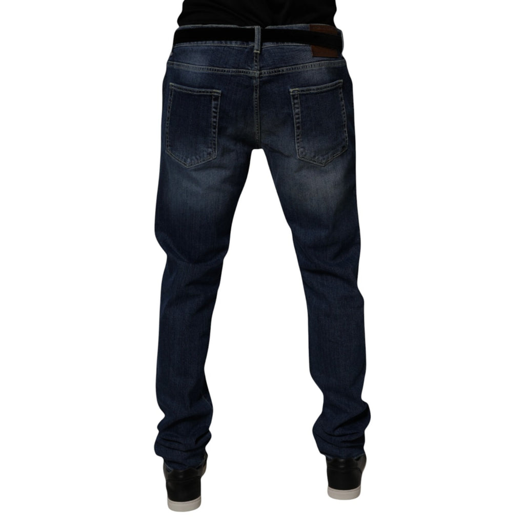 Blue Washed Cotton Stretch Skinny Denim Jeans