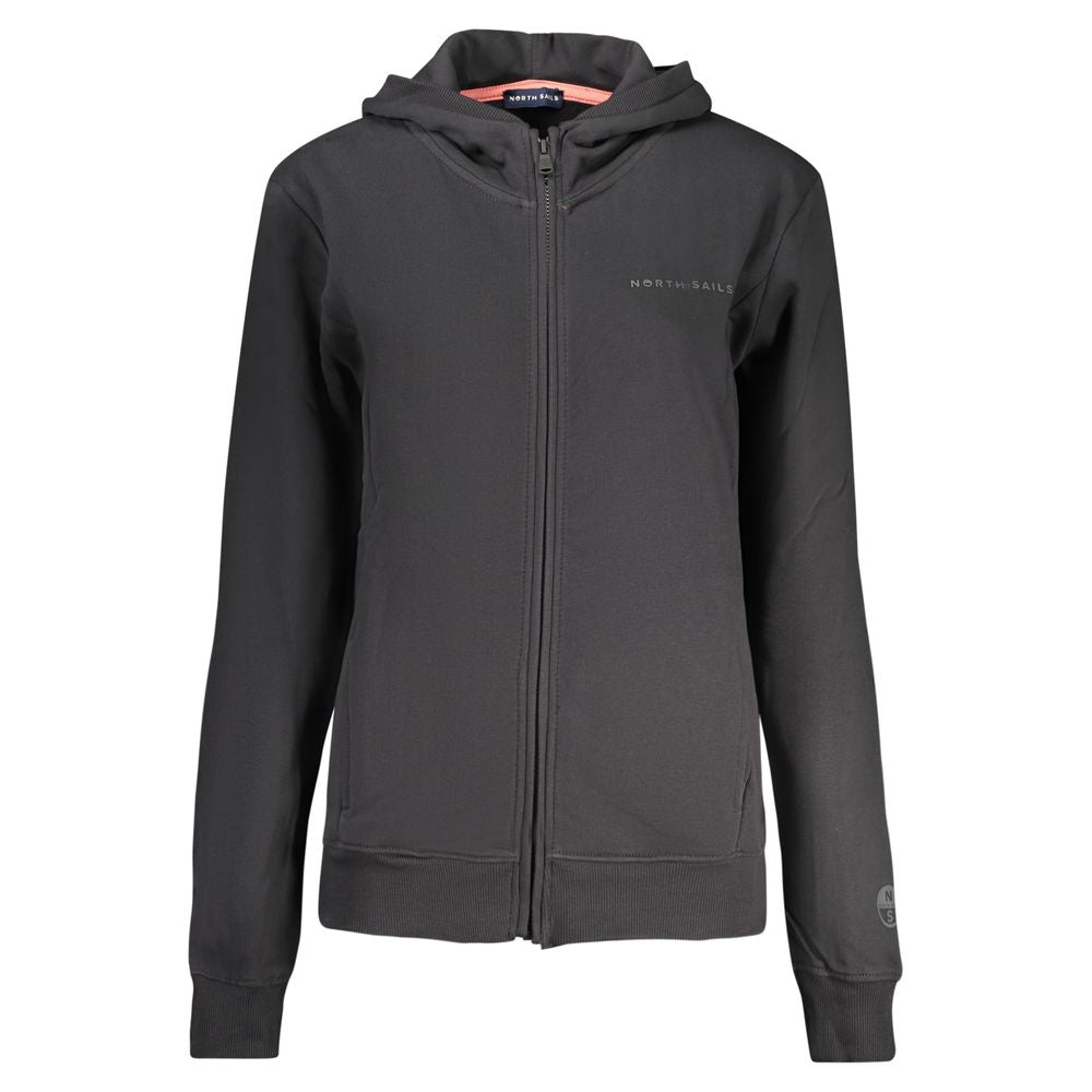Schwarzer Damen-Kapuzenpullover aus Baumwolle