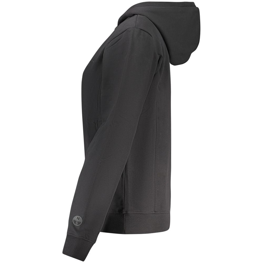 Schwarzer Damen-Kapuzenpullover aus Baumwolle