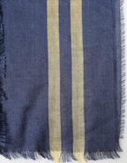 Sciarpa scialle con frange in cashmere blu