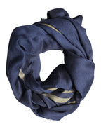 Sciarpa scialle con frange in cashmere blu