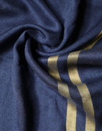 Sciarpa scialle con frange in cashmere blu