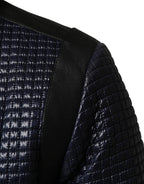 Blue Nylon Full Zip Bomber Men Jacket