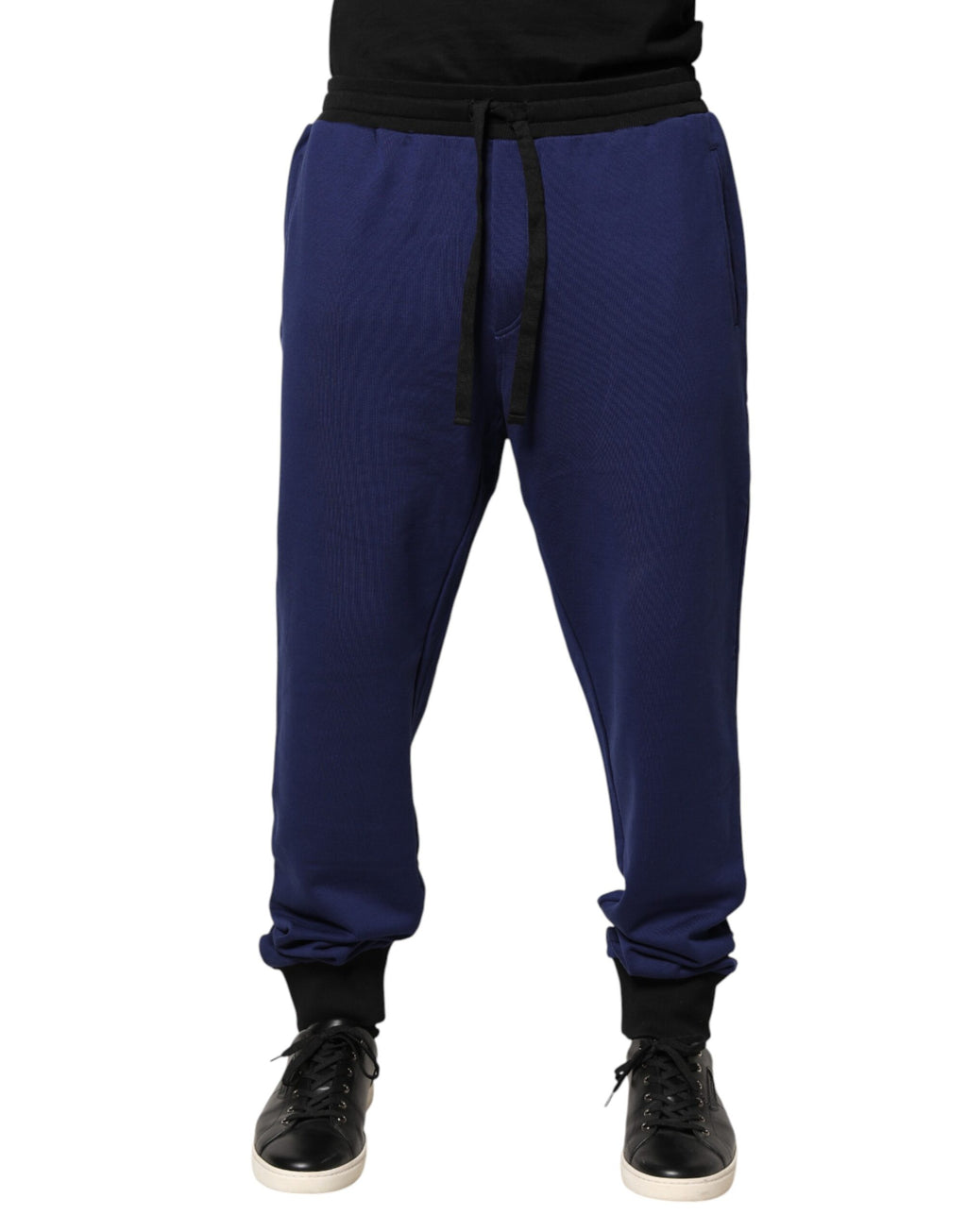 Jogginghose aus blauer Baumwolle mit mittlerer Taille