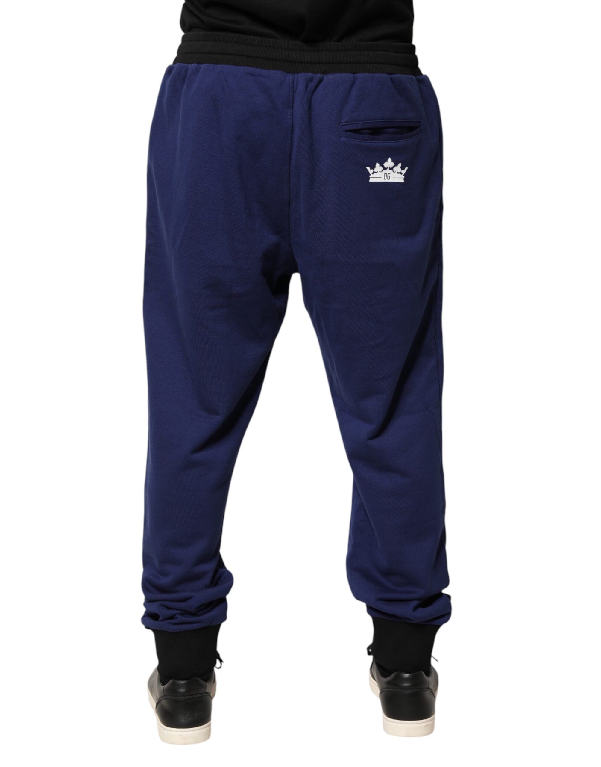 Jogginghose aus blauer Baumwolle mit mittlerer Taille