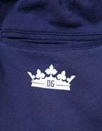Jogginghose aus blauer Baumwolle mit mittlerer Taille
