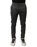Dunkelgraue Chino-Hose für Herren aus Baumwolle mit mittlerer Bundhöhe und schmalem Schnitt