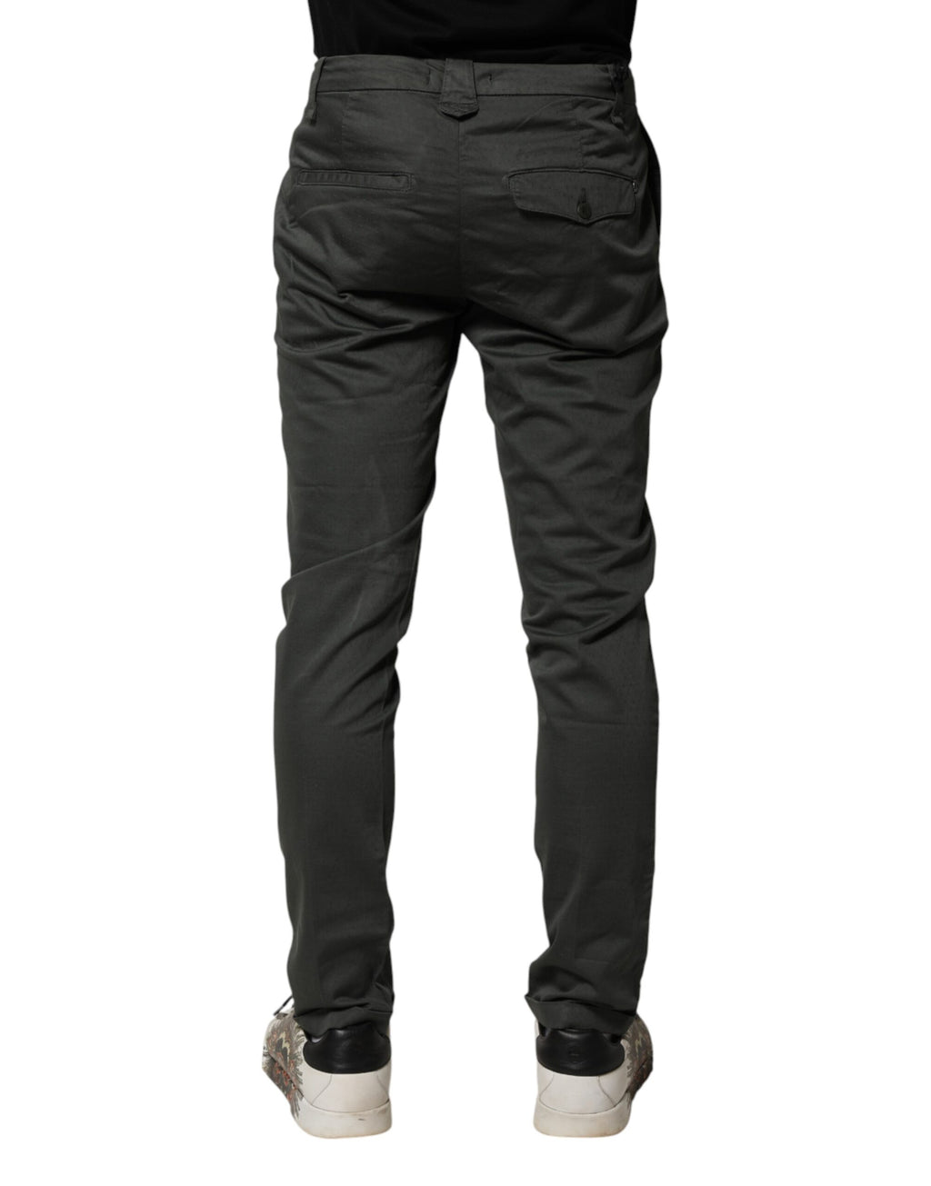 Dunkelgraue Chino-Hose für Herren aus Baumwolle mit mittlerer Bundhöhe und schmalem Schnitt