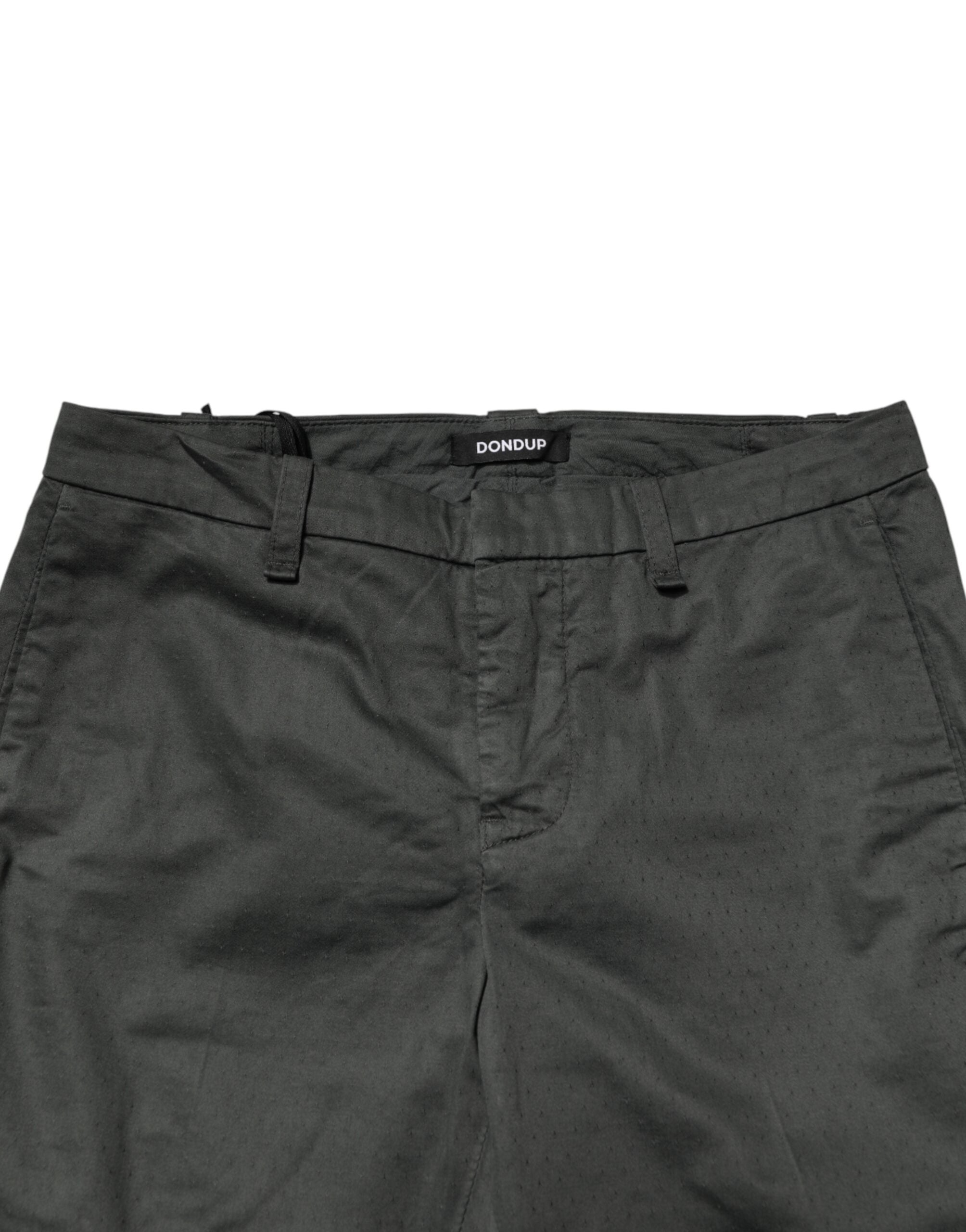 Dunkelgraue Chino-Hose für Herren aus Baumwolle mit mittlerer Bundhöhe und schmalem Schnitt