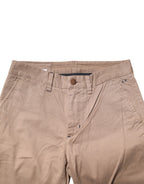 Beige Cotton Mid Waist Straight Men Chino Trouser Pants