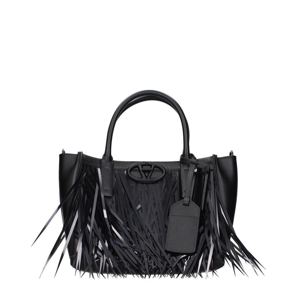 Schwarze Lederhandtasche