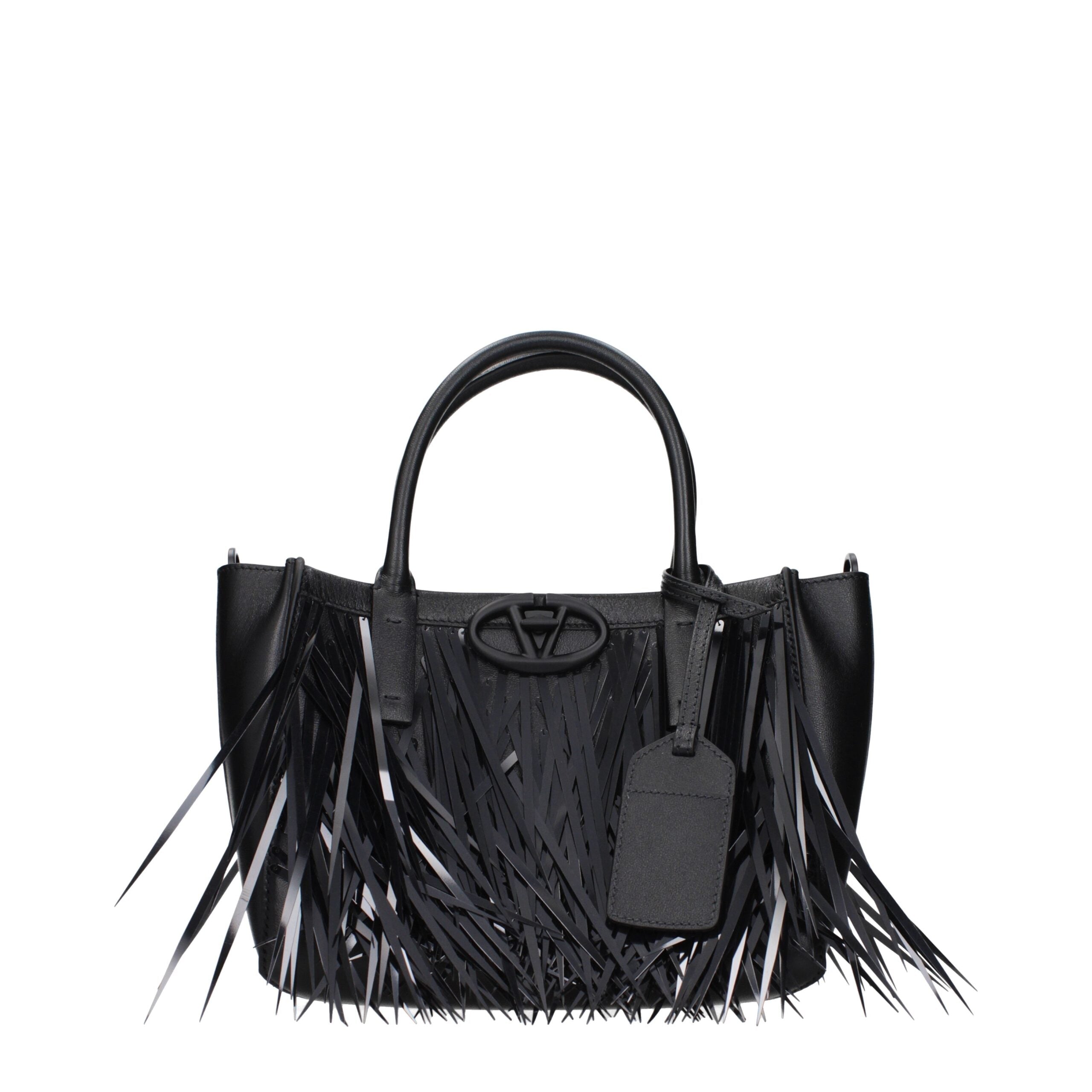Schwarze Lederhandtasche