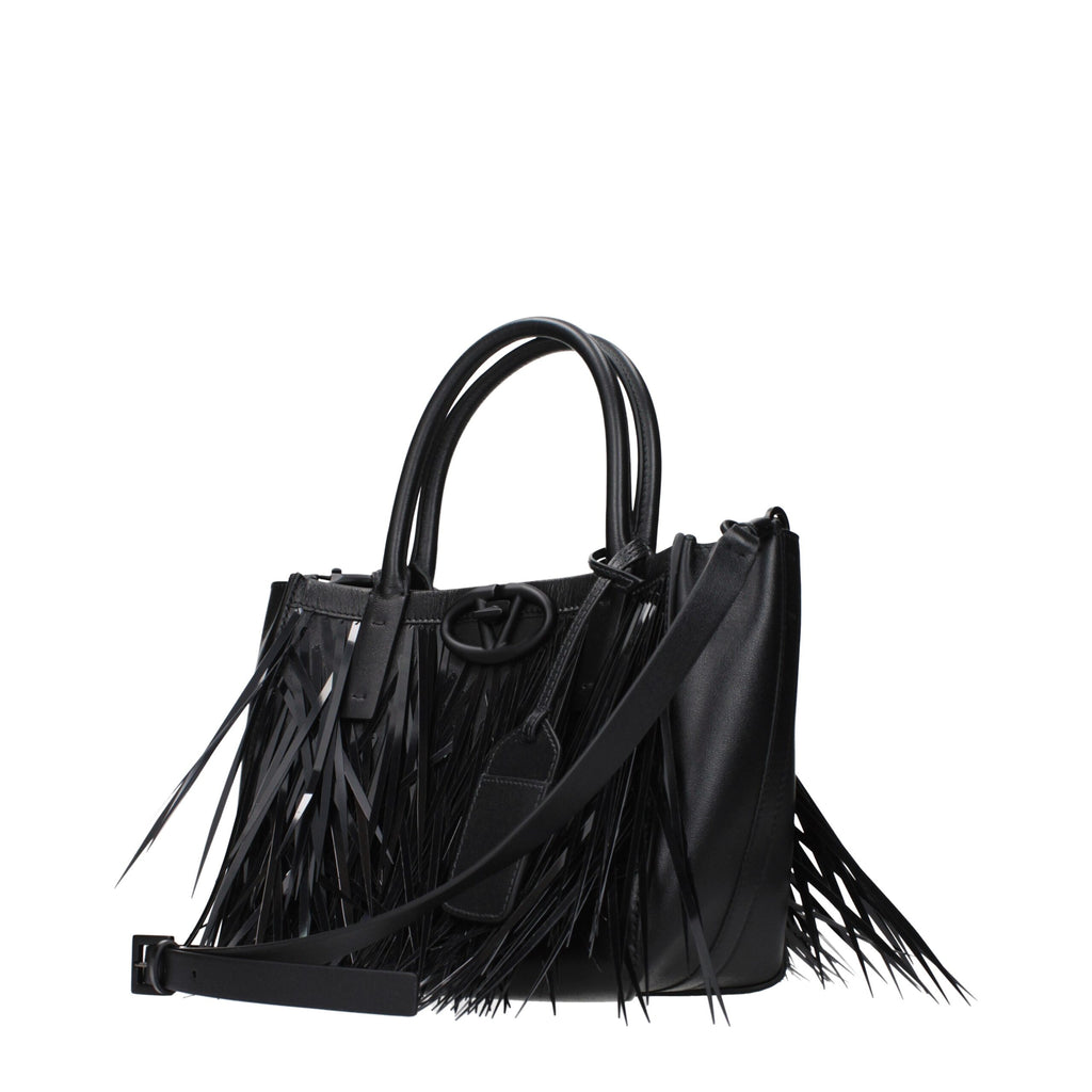 Schwarze Lederhandtasche