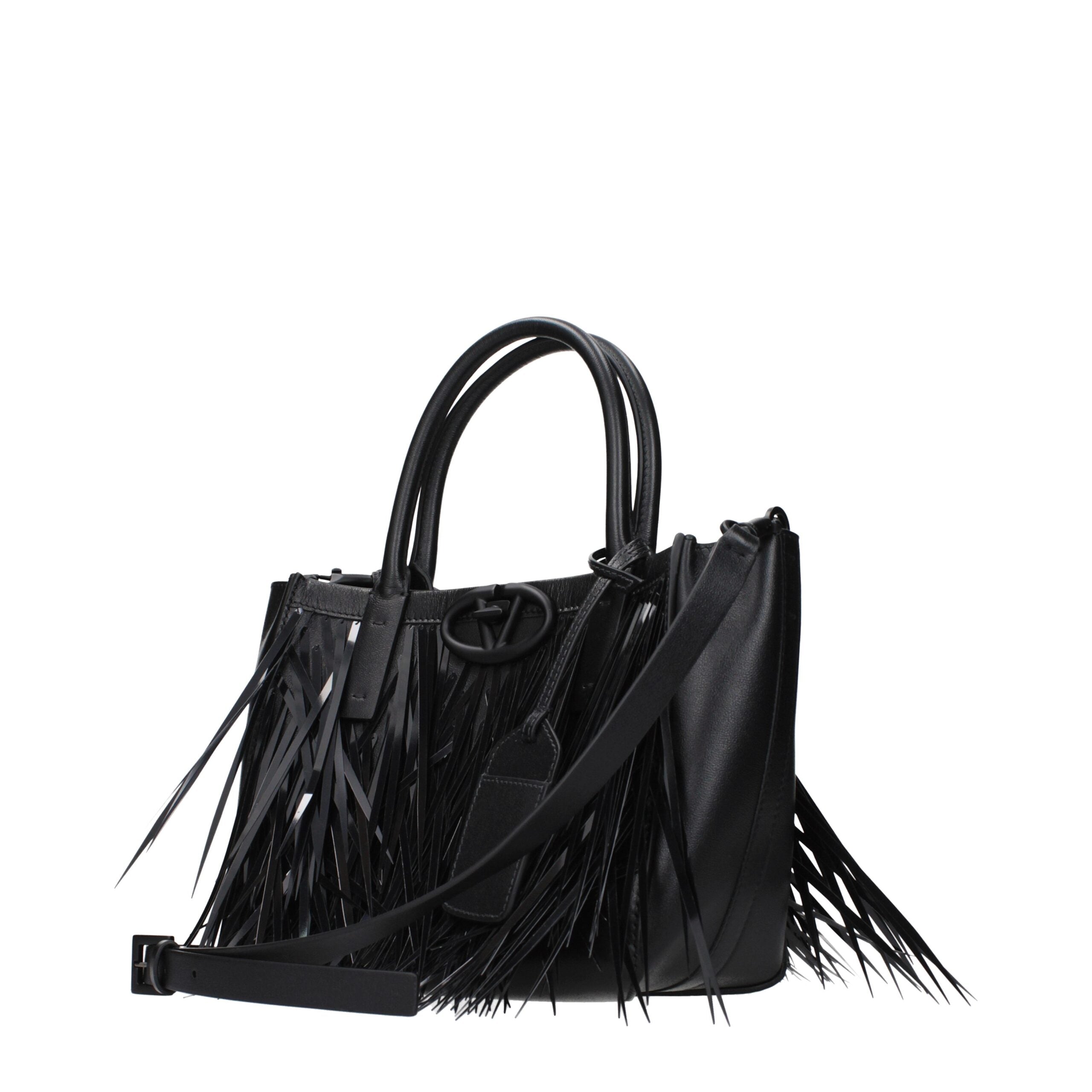 Schwarze Lederhandtasche