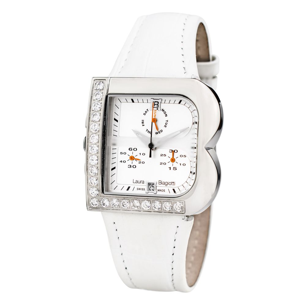 Weiße Leder Armbanduhr