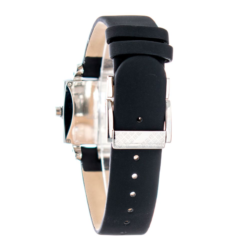 Schwarze Leder-Armbanduhr
