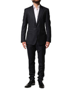 Complete Black Wool Single Breasted Men's 2 Piece Suit
