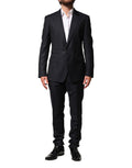 Complete Black Wool Single Breasted Men's 2 Piece Suit