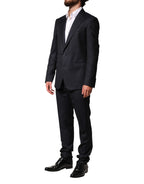 Complete Black Wool Single Breasted Men's 2 Piece Suit