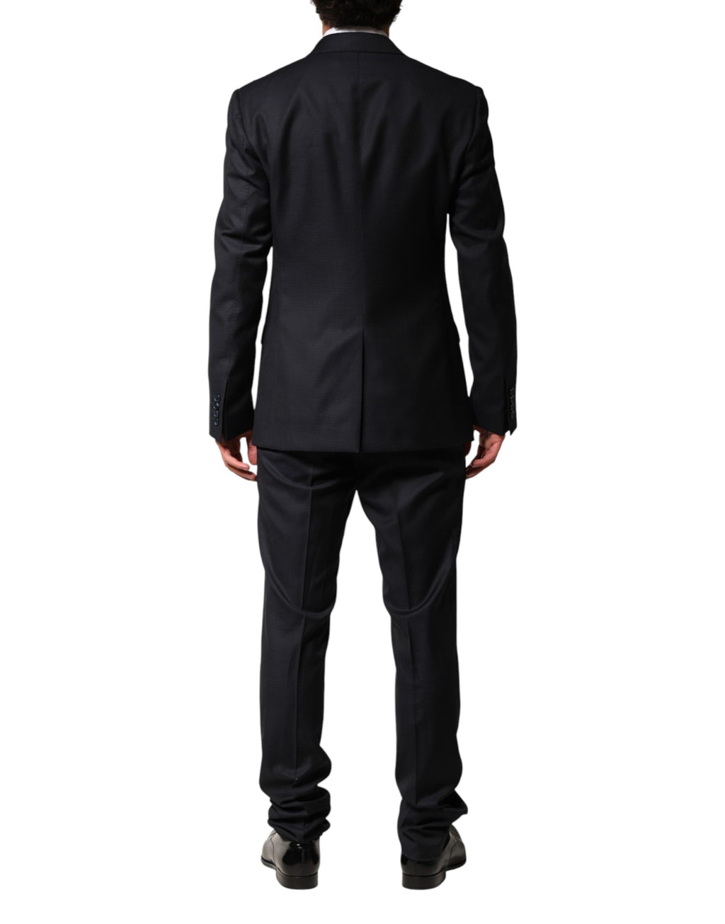 Complete Black Wool Single Breasted Men's 2 Piece Suit
