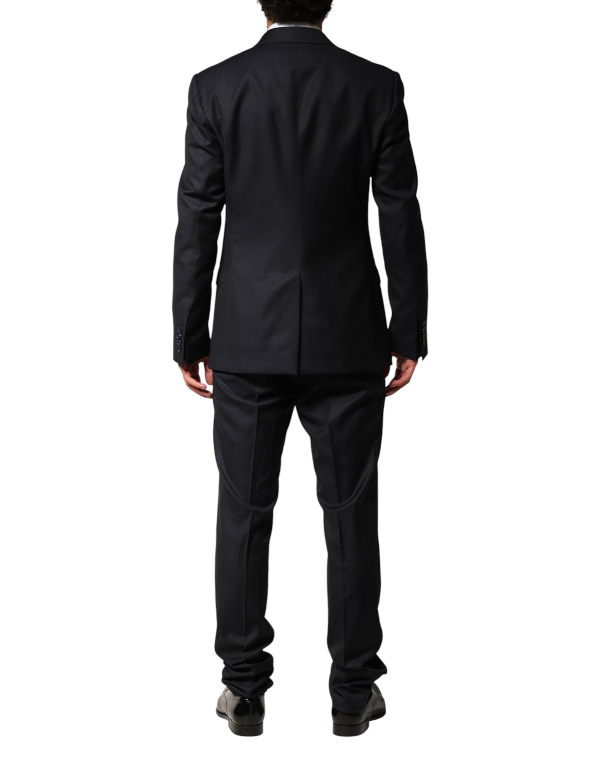 Complete Black Wool Single Breasted Men's 2 Piece Suit