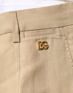 Beige Linen Single Breasted 2 Piece Suit