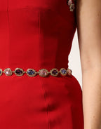 Red Embellished Sheath Mermaid Gown Dress