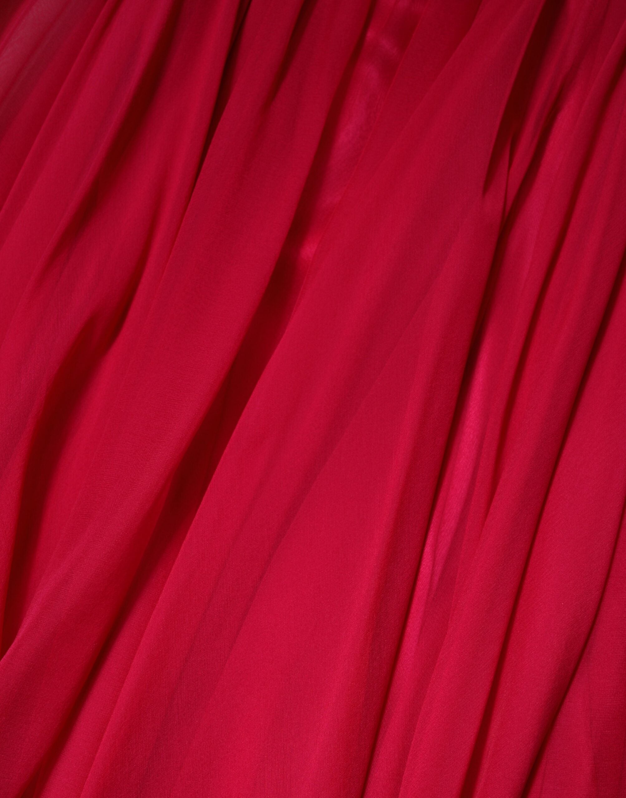 Rosa Seiden-Midi-A-Linien-Kleid mit Verzierungen
