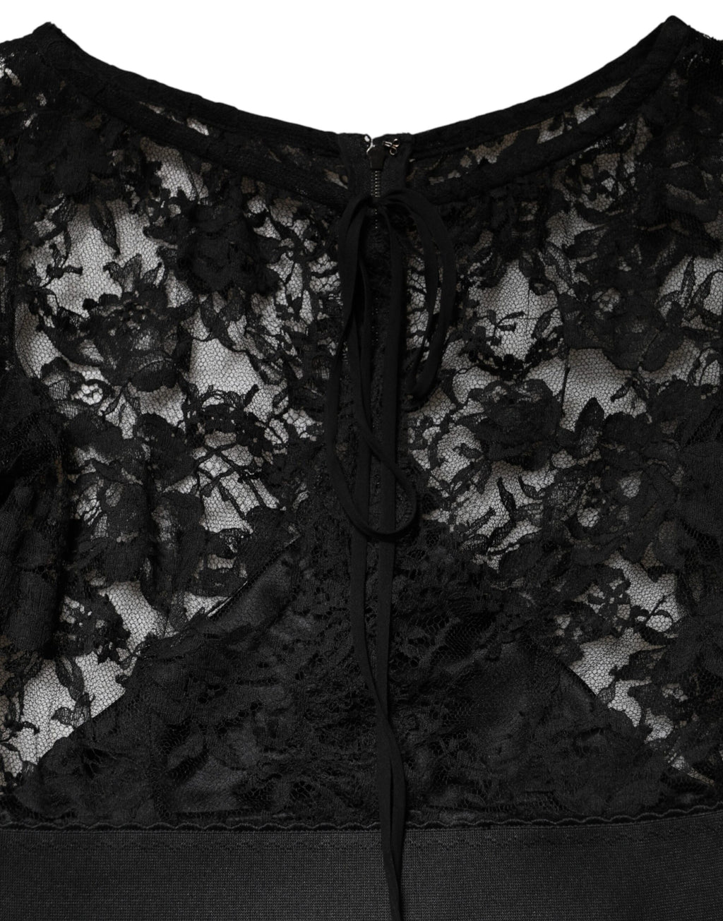 Schwarzes Midi-Bleistiftkleid aus Baumwolle mit Spitzeneinsätzen