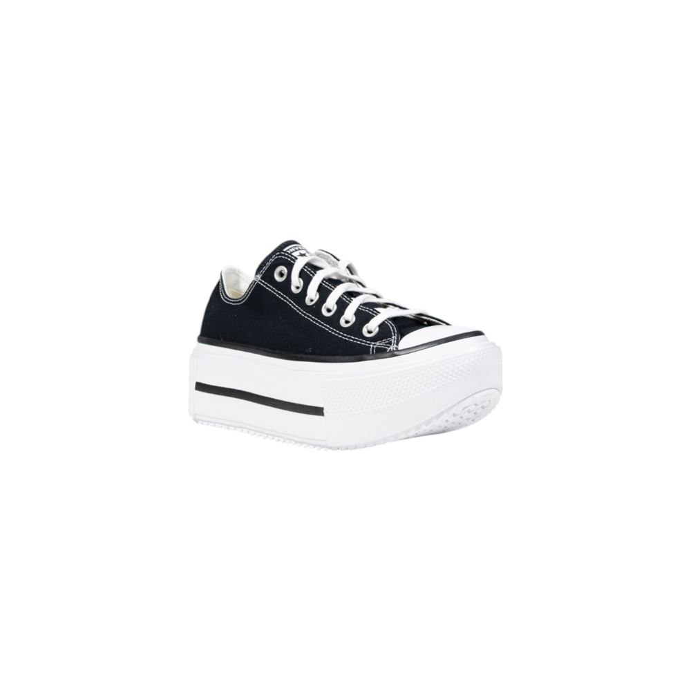 Black And White Fabric Platform Sneakers