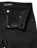 Black Cotton Stretch Skinny Denim Jeans