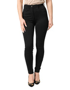 Black Nylon Stretch Skinny High Waist Pants
