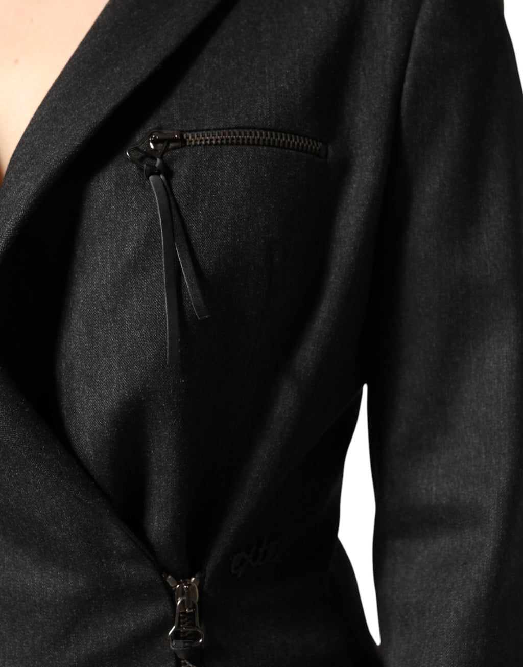 Schwarzer zweireihiger Hosenanzug mit Blazerjacke