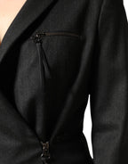 Schwarzer zweireihiger Hosenanzug mit Blazerjacke