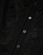 Black Sheer Button Down Cardigan Sweater