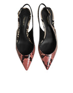 Multicolor Leather Heels Slingback Shoes