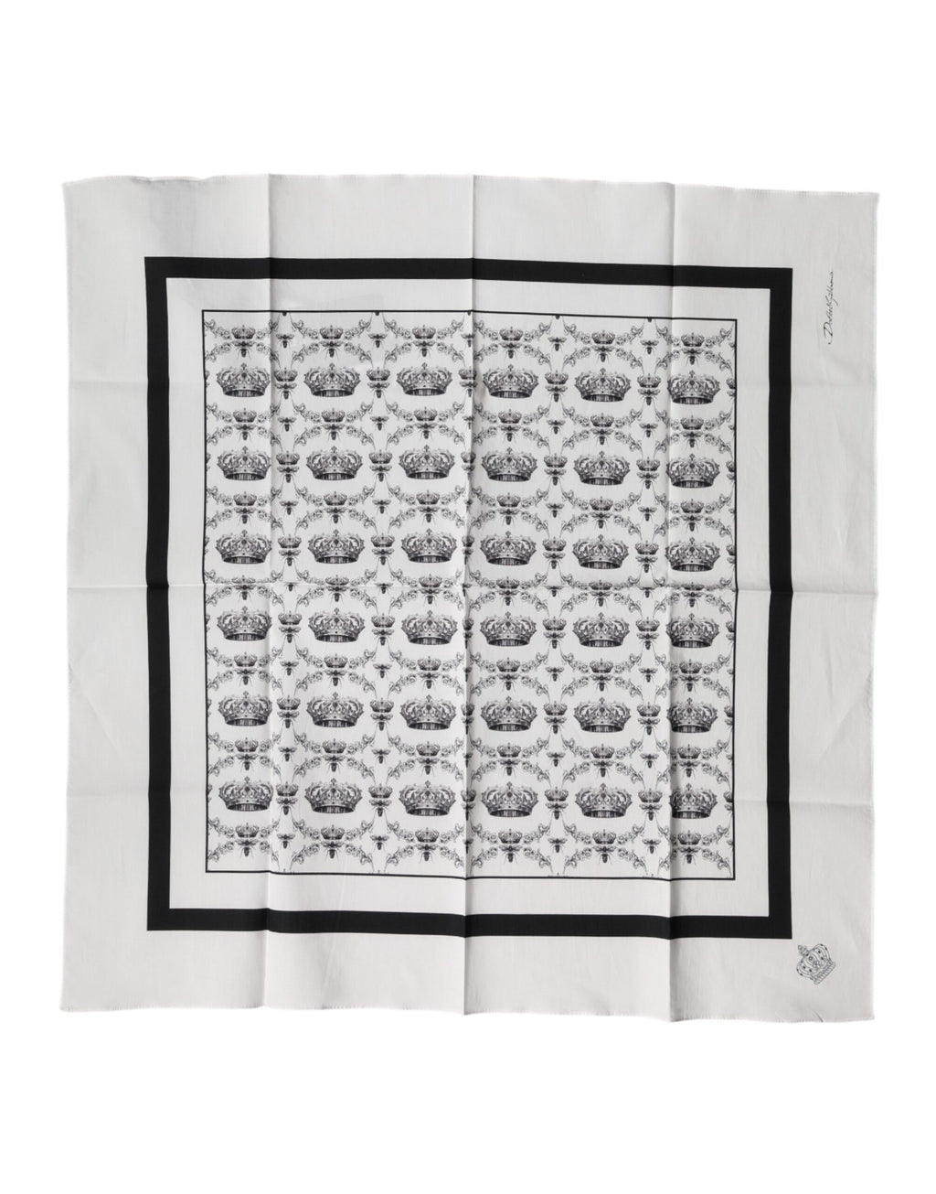 White Crown Cotton Men's Square Foulard Scarf