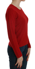 Maglione pullover girocollo rosso in cashmere