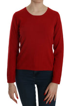 Maglione pullover girocollo rosso in cashmere